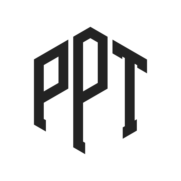 PPT Logo Design Initial Letter PPT Monogram Logo using Hexagon shape