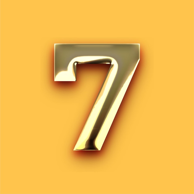 premium chrome gold number 7 icon with customizable yellow backdrop