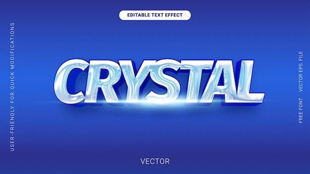 premium editable text effect crystal sapphire chrome style blue gradient vector