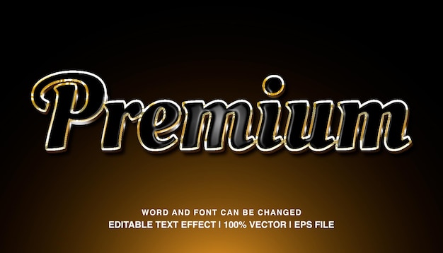 Premium editable text effect template 3d bold black and gold glossy luxury typeface
