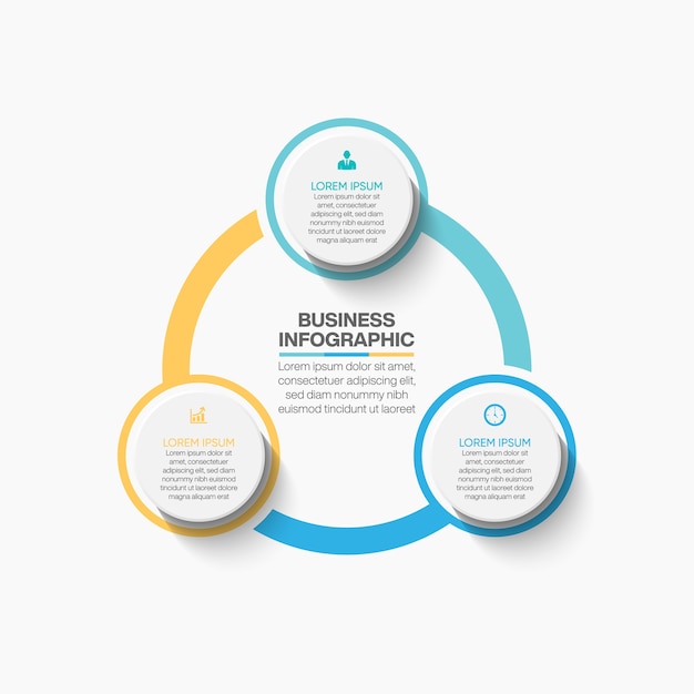 presentation business circle infographic template with 3 options.
