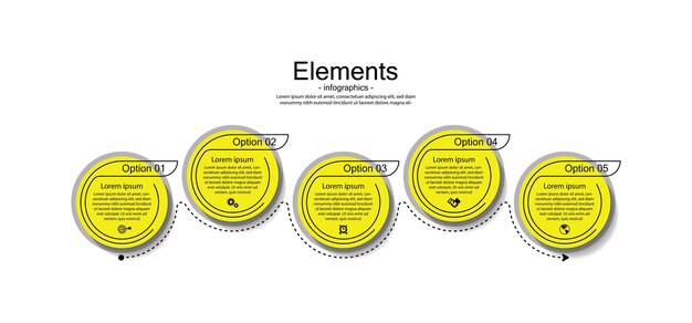 presentation business infographic elements circle with 5 step