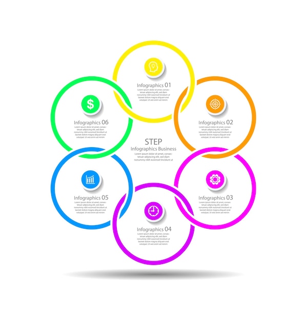 Presentation business infographic template circle colorful with six step