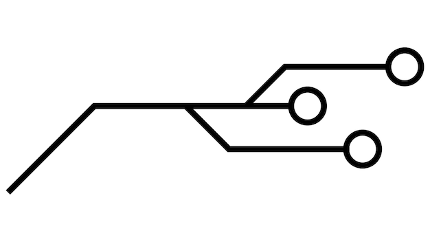Printed circuit board PCB tracks isolated on white background Technical clipart with lines and rings at the ends Dividers for design Design element