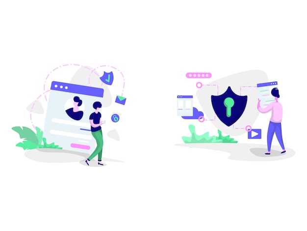 Privacy policy and cyber security illustrations
