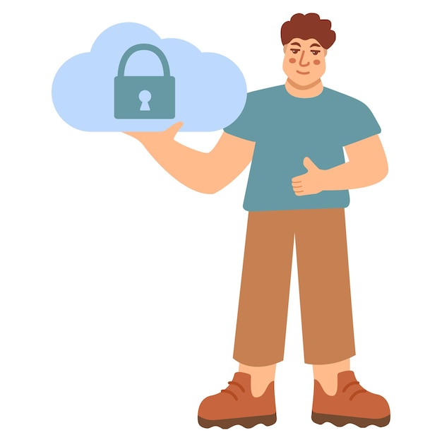 Privacy policy Padlock with cloud denoting Data transfering service