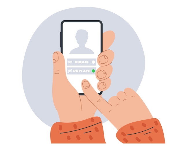 Private vs public social network choice smartphone screen concept