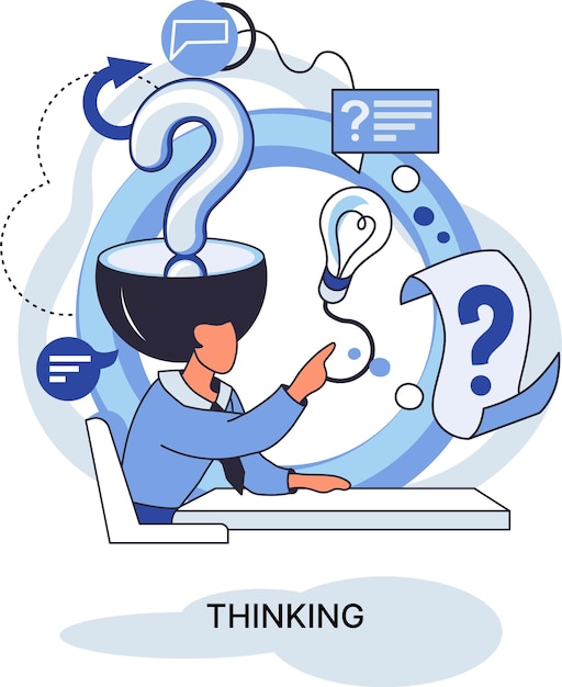 problem solving metaphor wondering or thinking planning or pondering with question mark creative thought idea brainstorming idea and fantasy motivation and inspiration finding solution answer