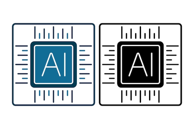 Processor AI Icon Icon related to Business Suitable for web site design app UI user interfaces Solid icon style Simple vector design editable