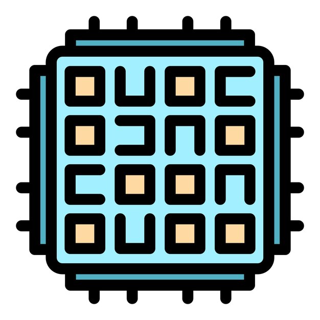 Processor icon Outline processor vector icon color flat isolated