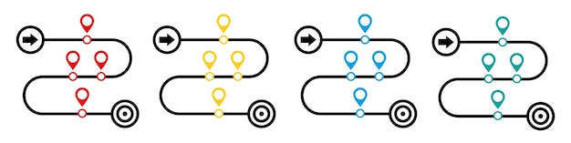 Product roadmap or project development roadmapping line art vector icon for apps and websites.