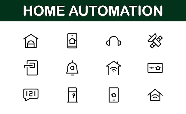 Professional Home Automation Icon Set Vector Illustration Most Useful Icons for Smart Devices Automation Systems and Home Control Features