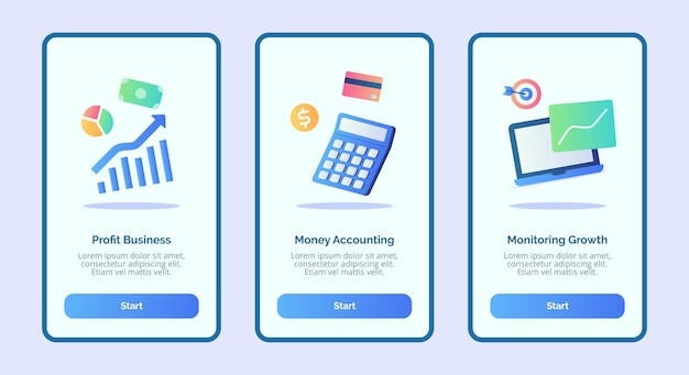 Profit business money accounting monitoring growth for mobile apps template banner page UI