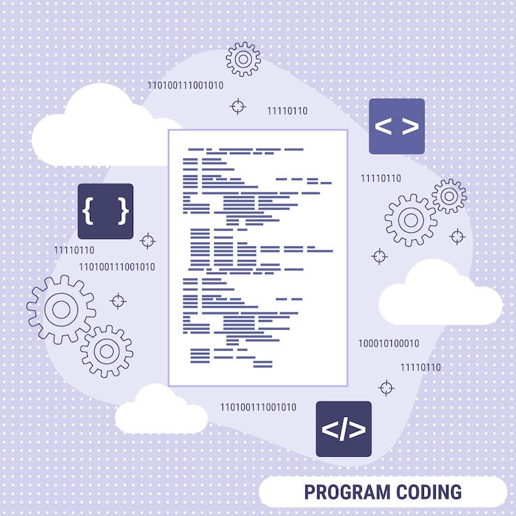 Vektori program coding flat design style vector concept illustration