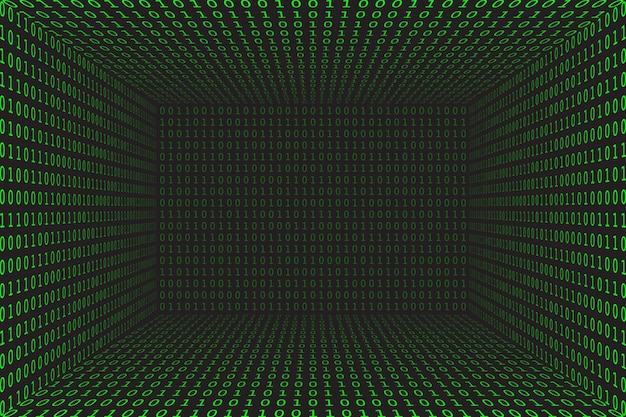 Program datum 3d background Green programming binary coding Matrix hacker vector