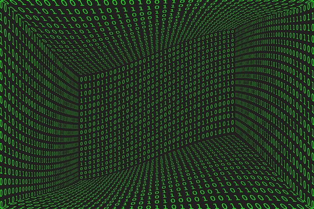 Program datum 3d background Green programming binary coding Matrix hacker vector