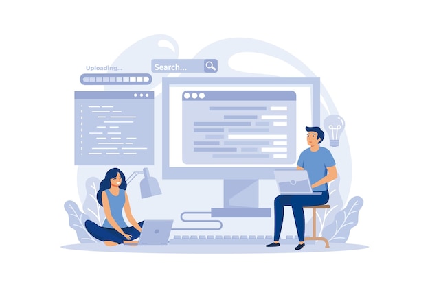 programmer concept idea of coding testing and writing program