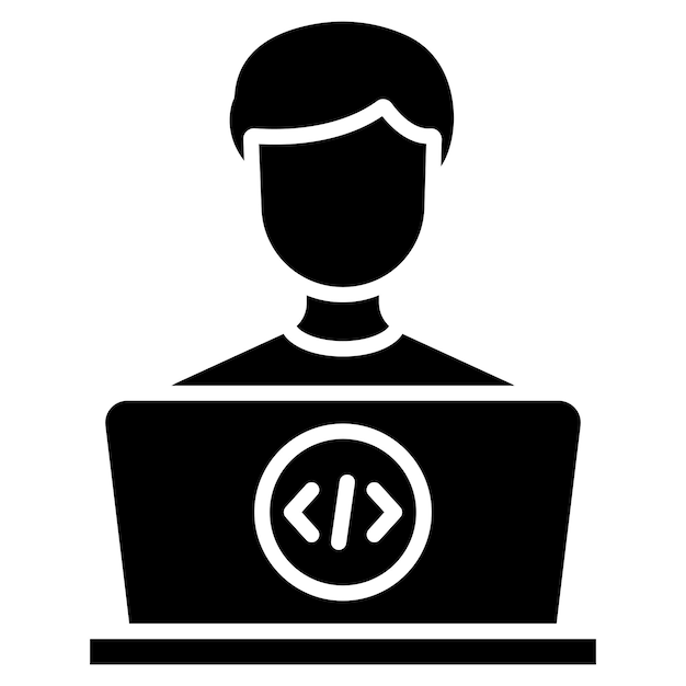 Programmer Glyph Solid Black Illustration