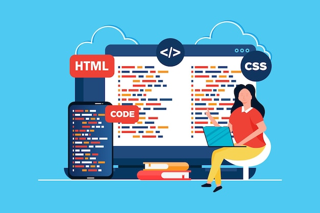Programmer working Program or web developer coding on laptop