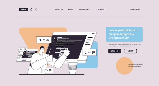 Programmer writing code for computer app engineering software coding programming concept