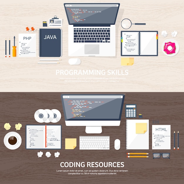 Programming and coding flat computing background code hardware software web development seo search