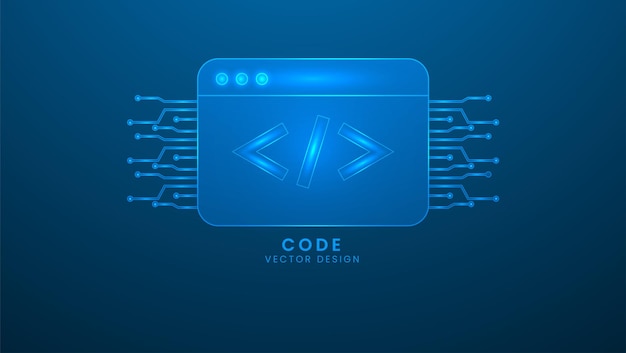 Programming code development Computer programming and developing software illustration with light