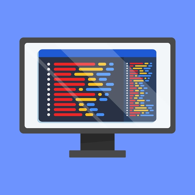 Programming code vector icon programming code language vector software code with computer vector