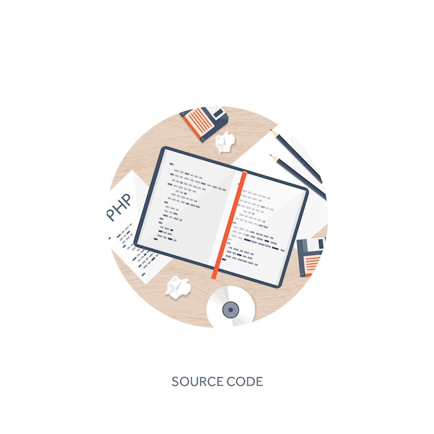Programming coding and seo flat computing background code hardware software web development search