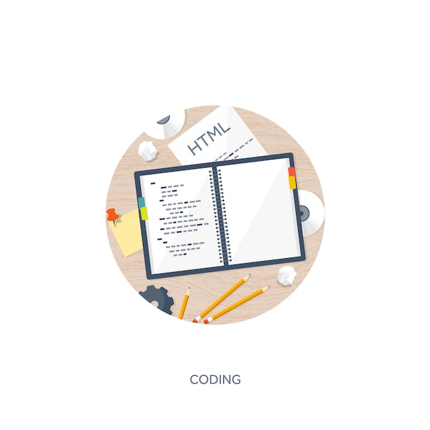 Programming coding and seo flat computing background code hardware software web development search