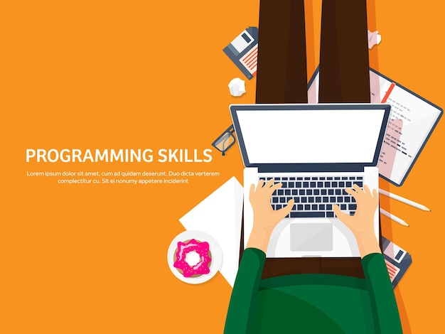 Programming coding flat computing background code hardware software web development search engine