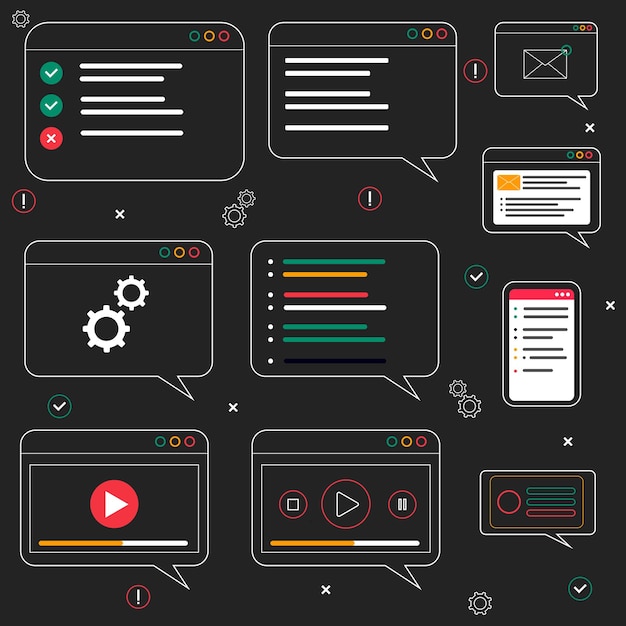 Programming coding icon set. Software development icon collection. Programmer and developer symbol