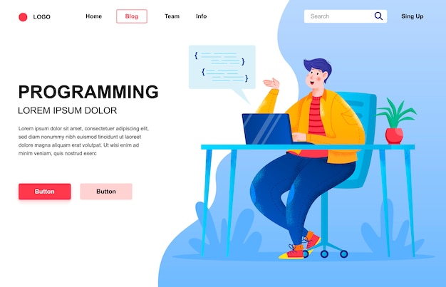 Programming flat landing page composition.