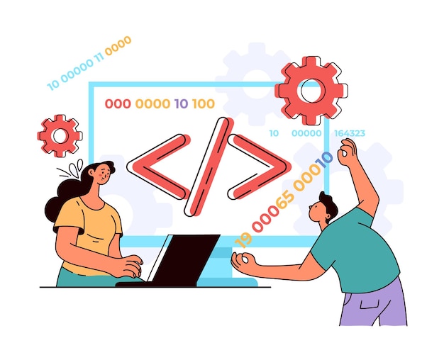 Programming language coding php developer software javascript concept flat modern style design illustration