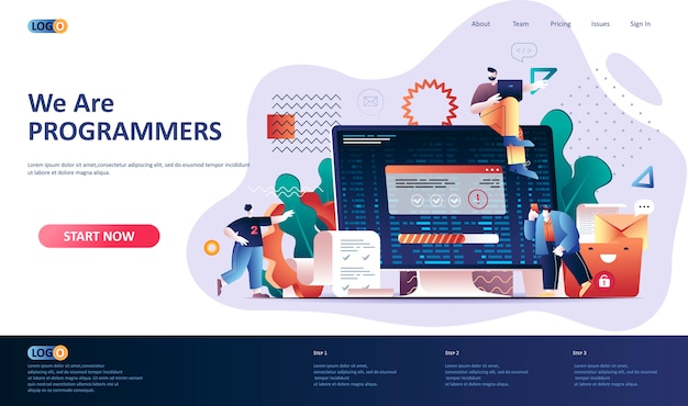 Programming software  landing page template  illustration