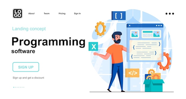 Programming software landing page template