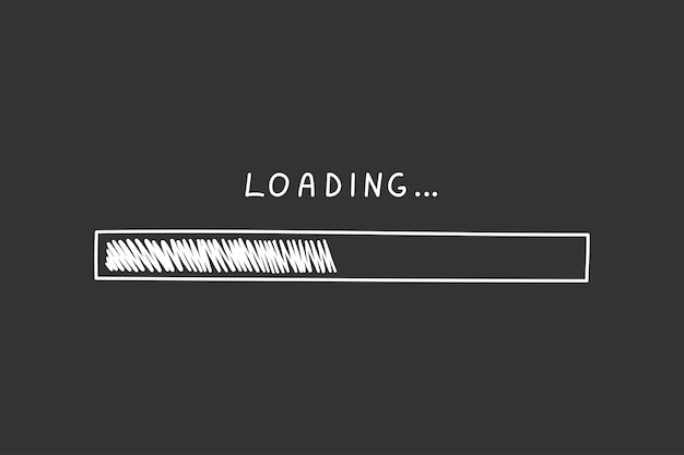 Progress bar in doodle style vector illustrationHand drawn loading symbol on chalkboard background