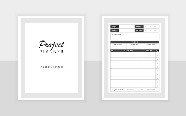 project planner template daily planner vector kdp printable design template