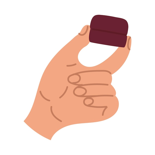 proposal a vector illustration of a flat design man holds a closed gift box in his hand Mens hands