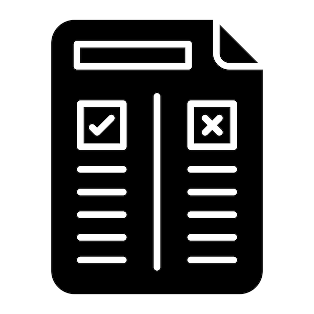 Pros and Cons Glyph Solid Black Illustration
