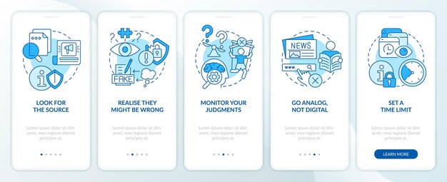 Protecting brain from bad news blue onboarding mobile app screen