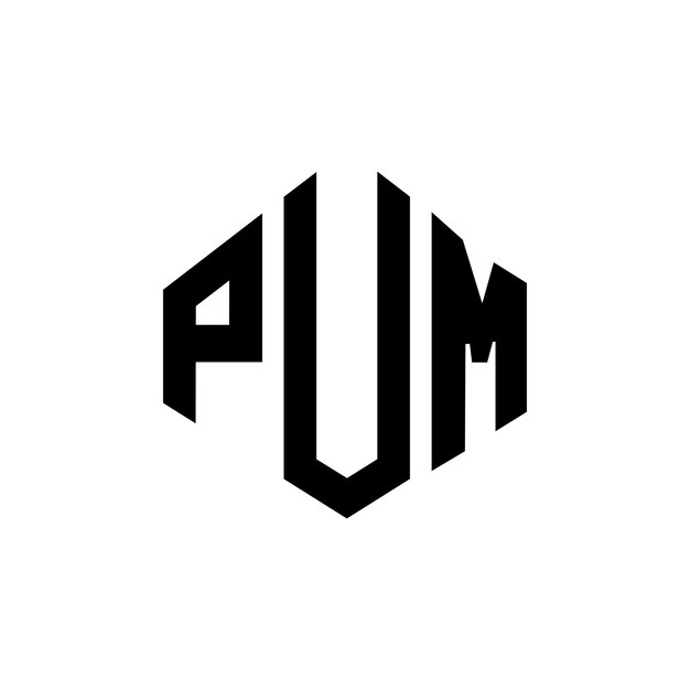 pum letter logo design with polygon shape pum polygon and cube shape logo design pum hexagon vector logo template white and black colors pum monogram business and real estate logo