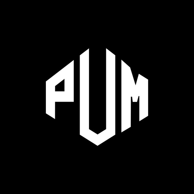 pum letter logo design with polygon shape pum polygon and cube shape logo design pum hexagon vector logo template white and black colors pum monogram business and real estate logo