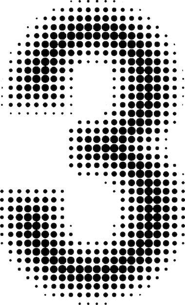 Puolipistetehoste numerot Pilkullinen fontti numerot 3 kolme