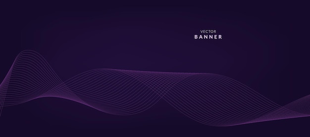 Purple background with flowing wave lines Futuristic technology concept Vector illustration