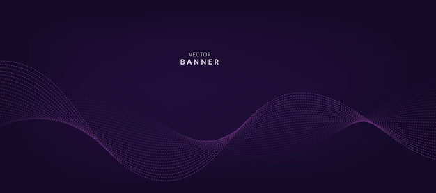 Purple background with flowing wave lines Futuristic technology concept Vector illustration