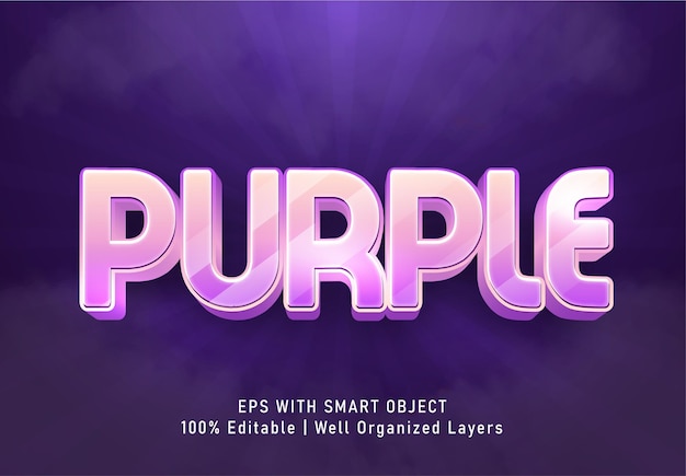 purple editable text effect 3d