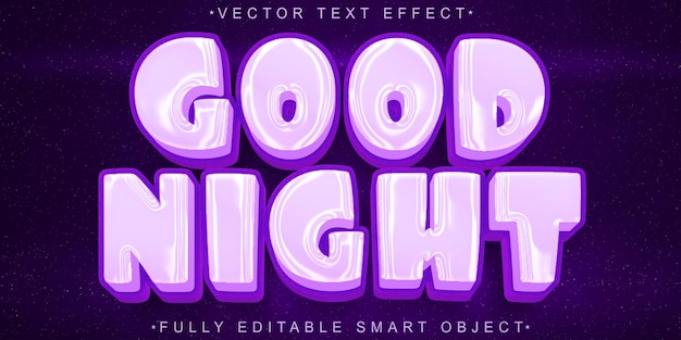 Purple Good Night Vector Editable Text Effect Template