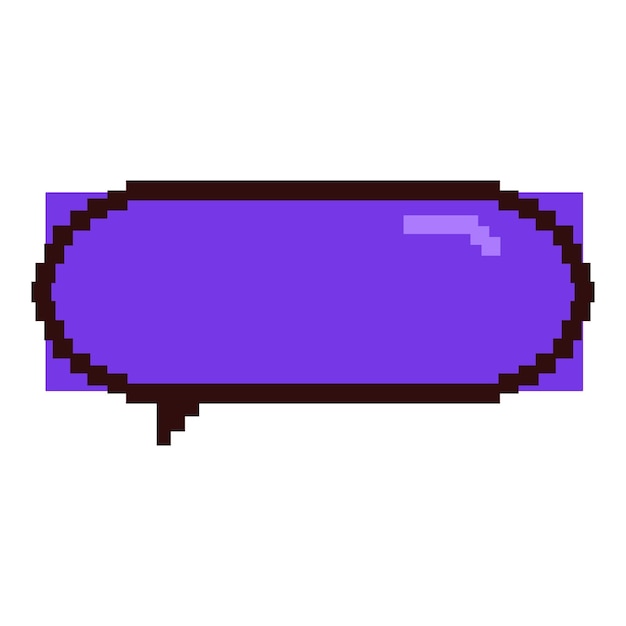 Purple pixelated speech bubble displaying blank message