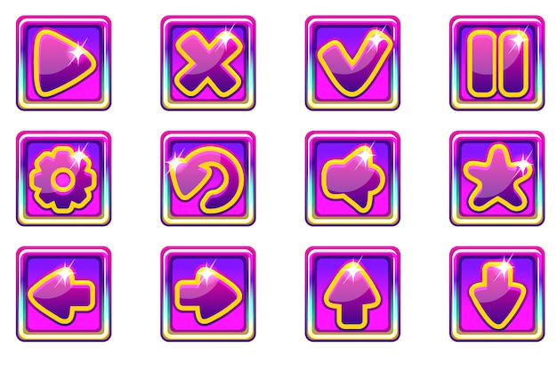 purple square collection set glass buttons for Ui