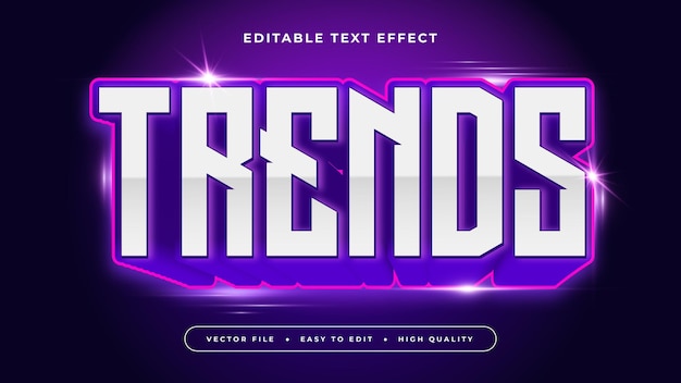 purple violet and white trends 3d editable text effect font style